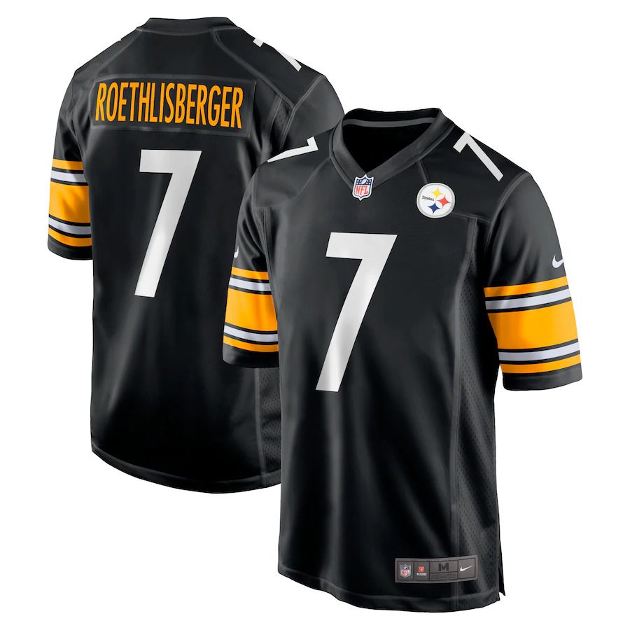 Men Pittsburgh Steelers 7 Ben Roethlisberger Nike Black Game Team NFL Jersey